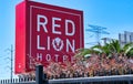 Red Lion Hotel road sign in Houston, TX. Royalty Free Stock Photo