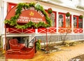 Red Lion Inn den entrance decorated for Christmas Royalty Free Stock Photo