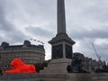 Red lion installed in Trafalgar Square by the London Design Festival