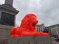 Red lion installed in Trafalgar Square by the London Design Festival