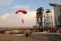 Red Lions parachutist landing during NDP 2011 Royalty Free Stock Photo