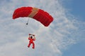 Red Lions parachutist landing during NDP 2011 Royalty Free Stock Photo