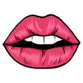 Red Lip Sexy Lips White Teeth Drawing Doodle Vector Illustration Logo Design Template