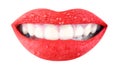 Red lips, beautiful makeup, sensual mouth, lip, smile. Beauty sensual lips, beautiful lip, bright lipstick