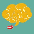 Red lips and brain talk Royalty Free Stock Photo