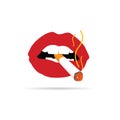 Red lips with cigarette vector