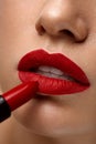 Red Lips. Closeup Of Woman Beauty Face With Bright Lipstick On Royalty Free Stock Photo