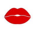 red lips flat icon, kiss symbol, simple design element