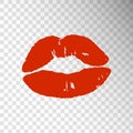 Red lips girl silhouette on transparent background. im