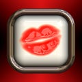 Red Lips Glossy Button Royalty Free Stock Photo