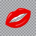 Red lips on transparent background. Vector illustration Royalty Free Stock Photo