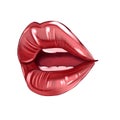 Red lips. illustration of sexy woman's lips Isolated on white. Royalty Free Stock Photo