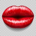 Red lips isolated on transparent background