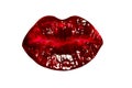 Red lips isolated on white backgroud. Mouth icon. Girl style cosmetics. Filler injection. Sexy lips. Passionate kiss Royalty Free Stock Photo