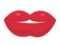 Red lips, kiss, flat design. Isolated on white background.