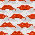 Red lips seamless pattern. Pleased with mouth background. Romant Royalty Free Stock Photo