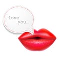 Red Lips With Speech Bubble Royalty Free Stock Photo