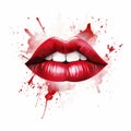Realistic Red Splattered Lips Vector Illustration For Marketing And Design