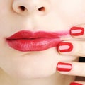 Red lipstick blur smear Royalty Free Stock Photo