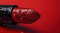 The red lipstick with droplets. AI generated Royalty Free Stock Photo