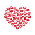 Red Lipstick Kiss Print Heart Isolated White background Royalty Free Stock Photo