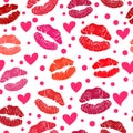 Red lipstick kiss seamless pattern Royalty Free Stock Photo
