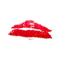 Red lipstick kiss on white background. Imprint of the lips. Kiss mark vector illustration. Valentines day theme print. Easy to Royalty Free Stock Photo