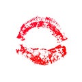 Red lipstick kiss on white background. Imprint of the lips. Valentines day theme print. Kiss mark vector illustration. Easy to Royalty Free Stock Photo