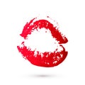 Red lipstick kiss on white background. Imprint of the lips. Valentines day theme print. Kiss mark vector illustration. Easy to Royalty Free Stock Photo