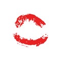 Red lipstick kiss on white background. Imprint of open mouth. Valentines day theme print. Kiss mark vector illustration. Easy to Royalty Free Stock Photo