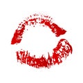 Red lipstick kiss on white background. Imprint of open mouth. Valentines day theme print. Kiss mark vector illustration. Easy to Royalty Free Stock Photo
