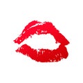 Red lipstick kiss on white background. Kiss mark vector illustration. Imprint of the lips. Valentines day theme print. Easy to Royalty Free Stock Photo