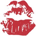 Red lipstick mark. Imprint of a female lips. Kiss Royalty Free Stock Photo
