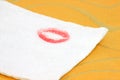 Red lipstick on napkin Royalty Free Stock Photo