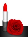 Red lipstick & red rose.