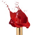 Red lipstick with splash of paint isolated Royalty Free Stock Photo