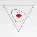 Red lipstick woman silhouette vector logo symbol