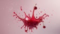 Red liquid from cherry juice splash on light pink background Royalty Free Stock Photo