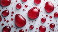 Red liquid drops on smooth surface - generative ai Royalty Free Stock Photo