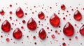 Red liquid drops on white surface - generative ai Royalty Free Stock Photo