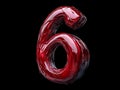 A red liquid number six on a black background Royalty Free Stock Photo