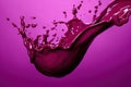 Red liquid splash. Flowing purple liquid beetroot juice or berry juice. Royalty Free Stock Photo