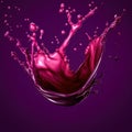 Red liquid splash. Flowing purple liquid beetroot juice or berry juice. Royalty Free Stock Photo