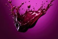 Red liquid splash. Flowing purple liquid beetroot juice or berry juice. Royalty Free Stock Photo