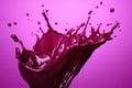 Red liquid splash. Flowing purple liquid beetroot juice or berry juice. Royalty Free Stock Photo