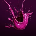 Red liquid splash. Flowing purple liquid beetroot juice or berry juice. Royalty Free Stock Photo