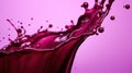 Red liquid splash. Flowing purple liquid beetroot juice or berry juice. Royalty Free Stock Photo