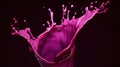 Red liquid splash. Flowing purple liquid beetroot juice or berry juice. Royalty Free Stock Photo