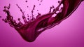 Red liquid splash. Flowing purple liquid beetroot juice or berry juice. Royalty Free Stock Photo