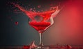 a red liquid splashing into a wine glass on a table Royalty Free Stock Photo